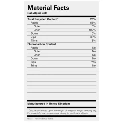 Alpine 400 Down Sleeping Bag Down Sleeping Bags