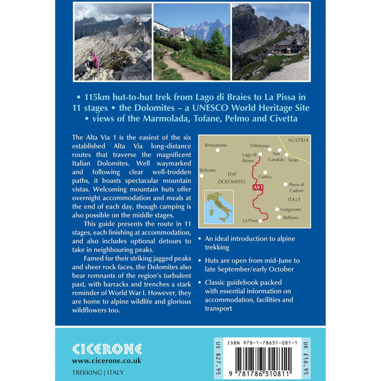 Best Alta Via 1 - Trekking in the Dolomites Maps, Guides & Compasses