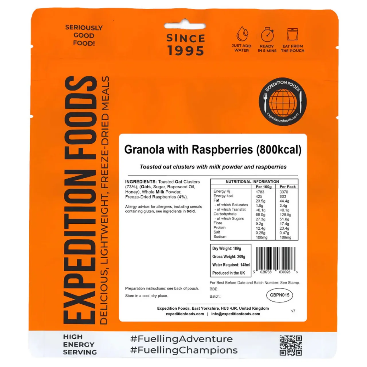 New Granola with Raspberries (High Energy Serving) Breakfasts