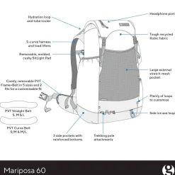 Hot Mariposa 60 Rucksack Backpacking Rucksacks