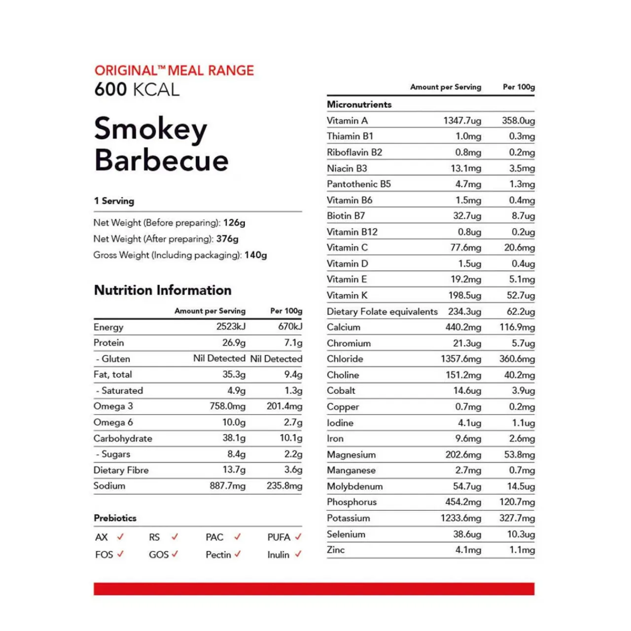 Discount Original Smokey Barbecue Meal - 600kcal Main Meals