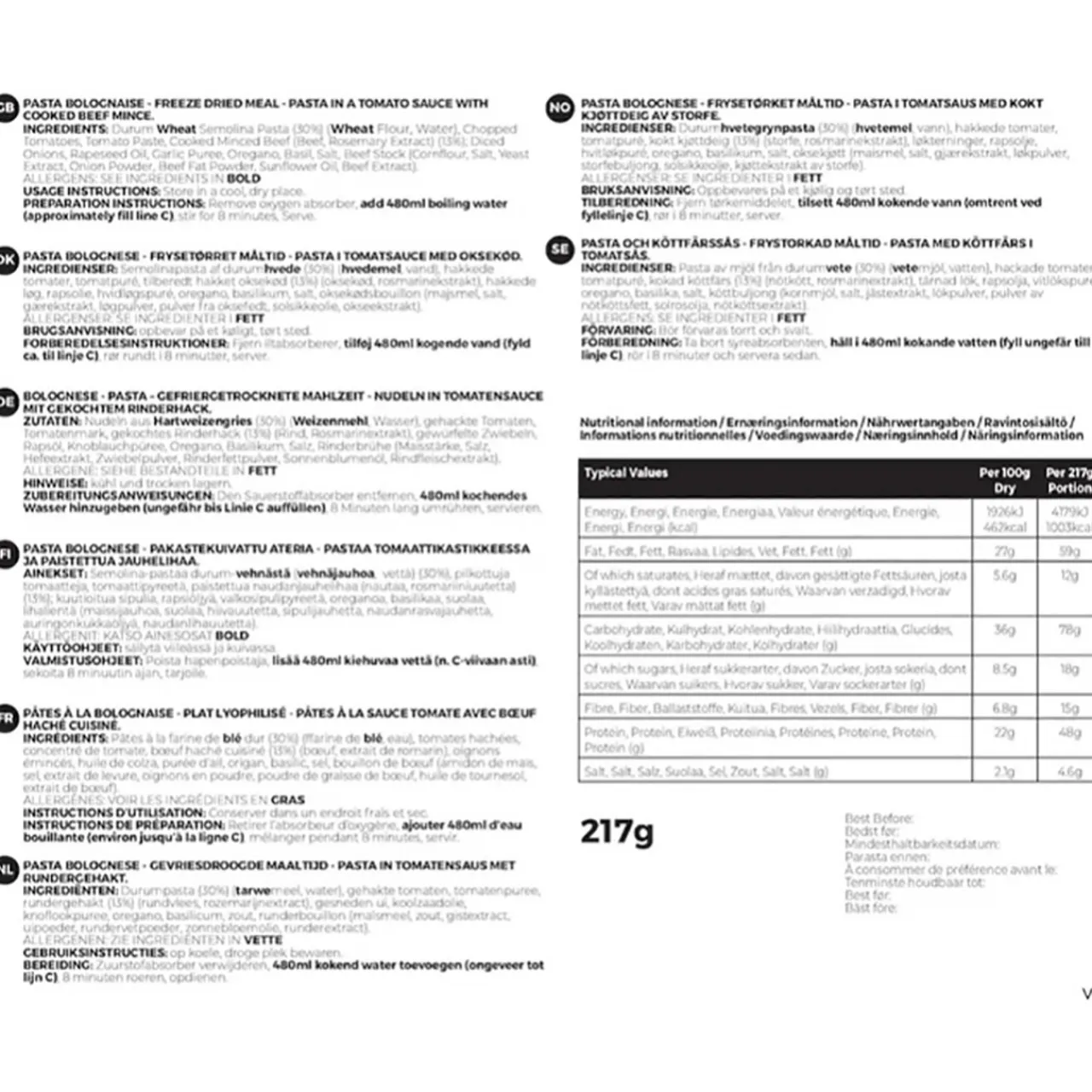 Online Pasta Bolognaise (Big Pack) Main Meals