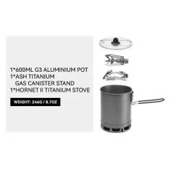 Discount Petrel Ultralight Cooking System with Hornet II Titanium Stove Gas Stoves