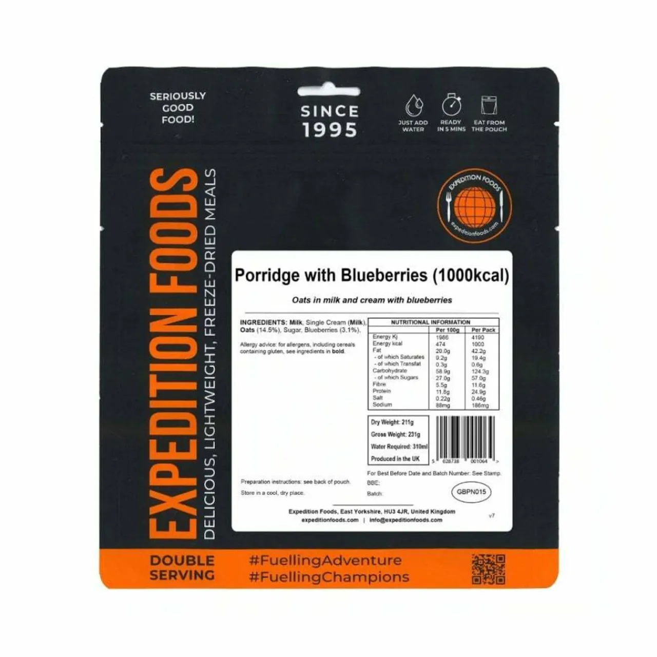 New Porridge with Blueberries (Double Serving) Breakfasts