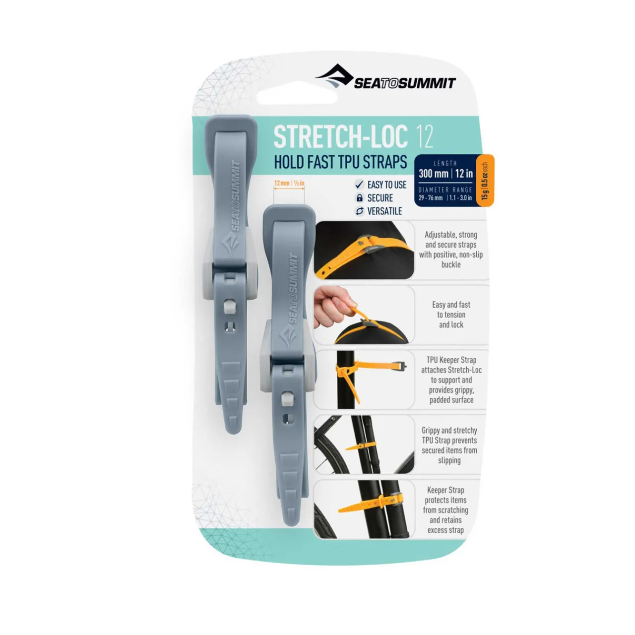 Clearance Stretch-Loc TPU Straps 12 (12mm x 300mm) 2 Pack Accessories|Rucksack Accessories