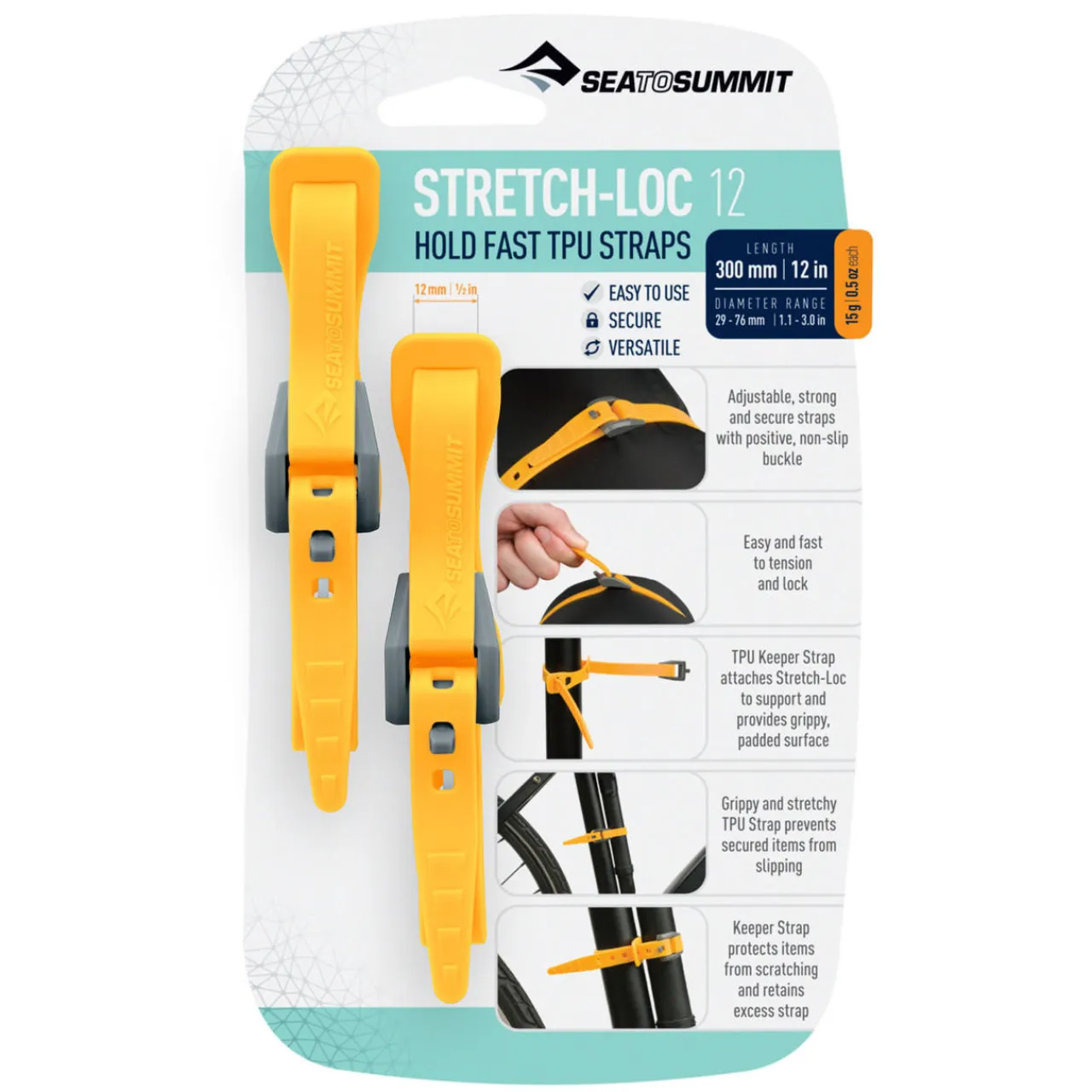 Clearance Stretch-Loc TPU Straps 12 (12mm x 300mm) 2 Pack Accessories|Rucksack Accessories
