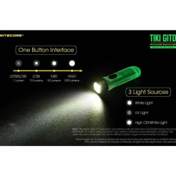 TIKI GITD USB Rechargeable Keychain Light Hand Torches