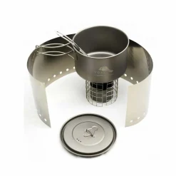 Titanium Alcohol Stove Cook System with 700ml Pot Meths & Solid Fuel Stoves