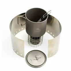 New Titanium Alcohol Stove Cook System with 650ml Pot Meths & Solid Fuel Stoves
