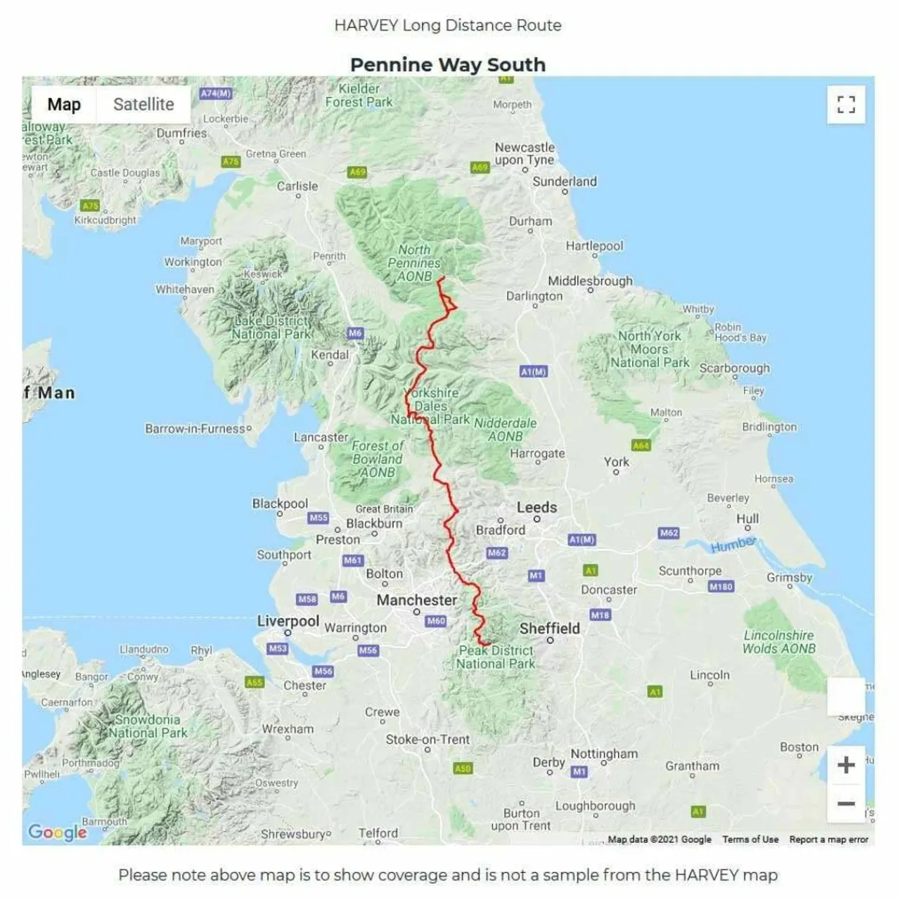 Trail Map XT40 - Pennine Way South Maps, Guides & Compasses