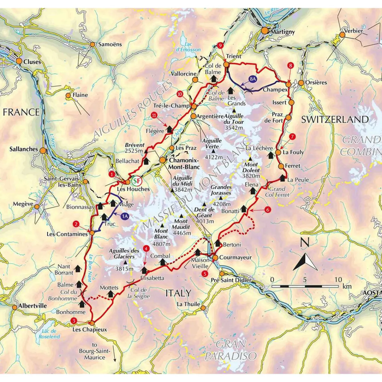 Sale Trekking the Tour du Mont Blanc Maps, Guides & Compasses