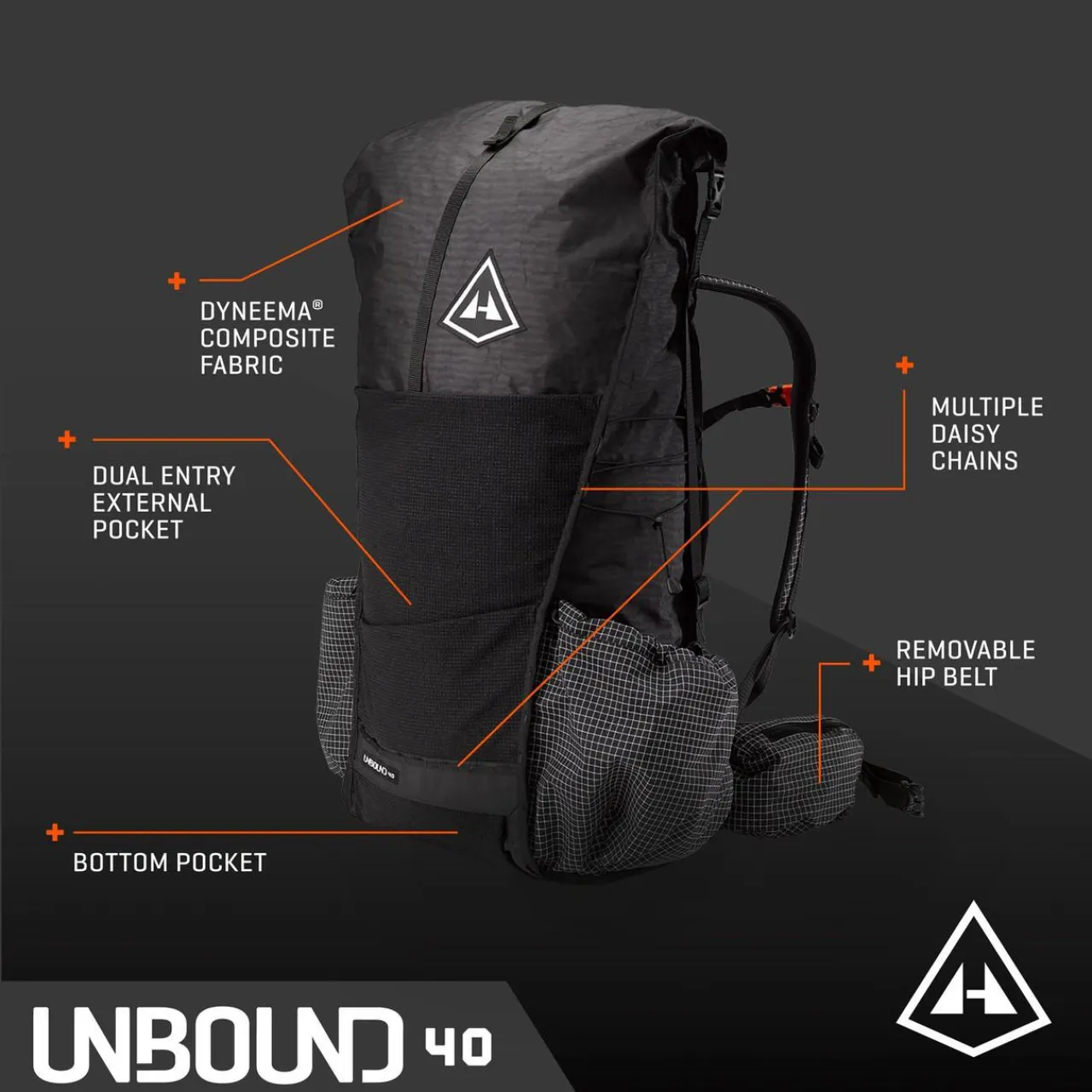 Unbound 40 Rucksack - Black DCH150 Backpacking Rucksacks