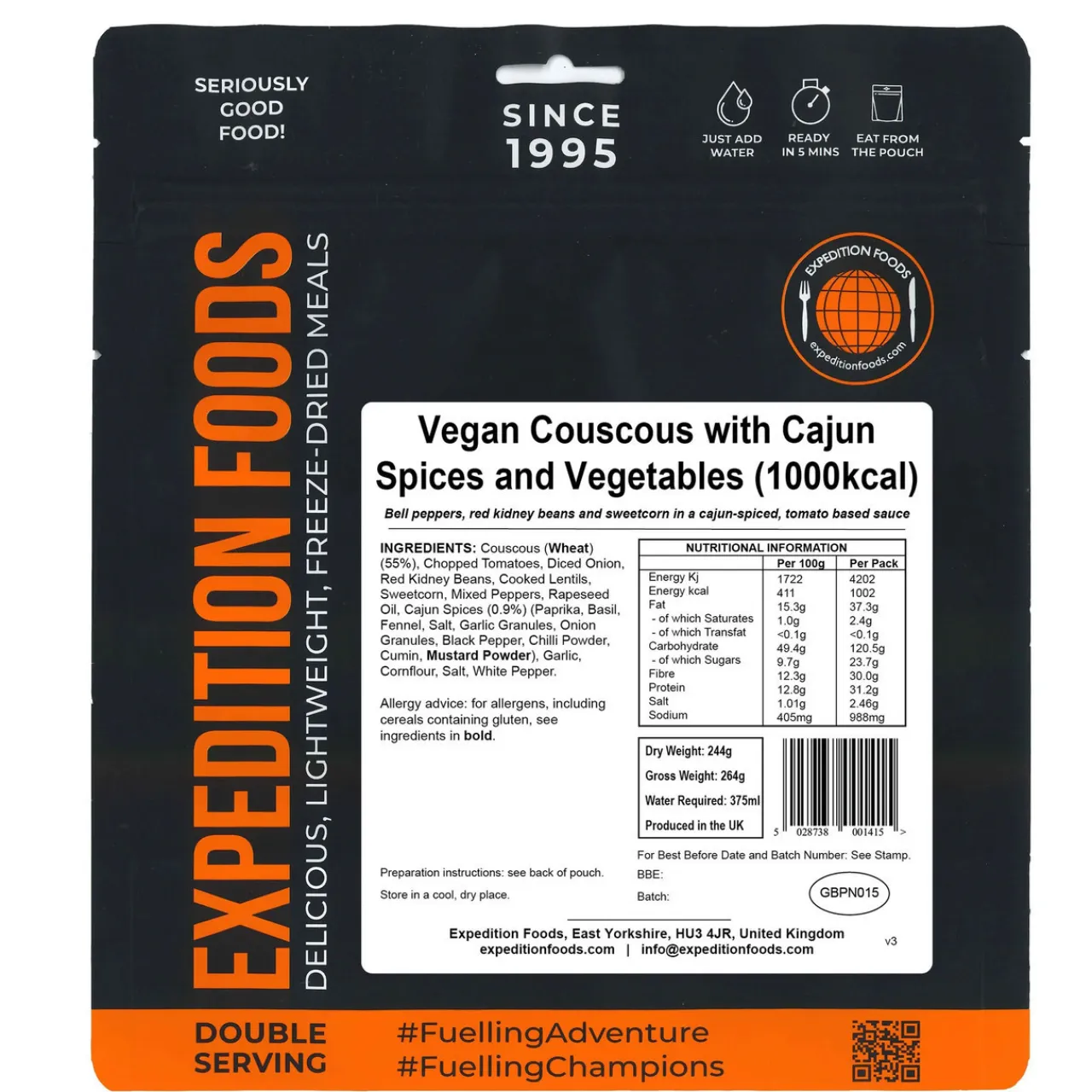 Discount Vegan Couscous with Cajun Spices and Vegetables (Double Serving) Main Meals