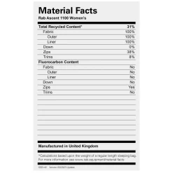 Discount Womens Ascent 1100 Down Sleeping Bag - Past Season Down Sleeping Bags